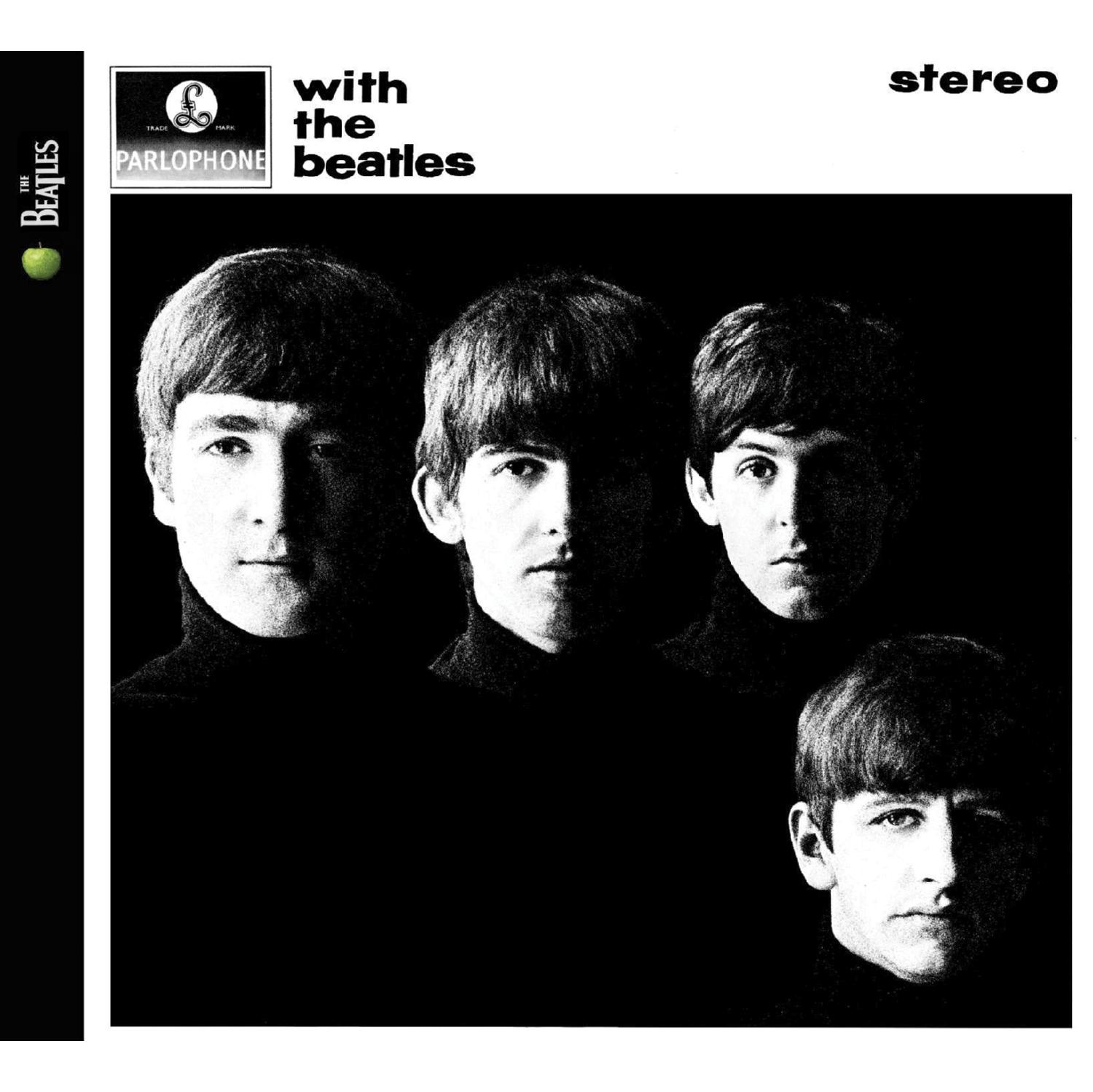 Das Beatles-Albumcover. Vier Männer in schwarzen Rollkragenpullovern.