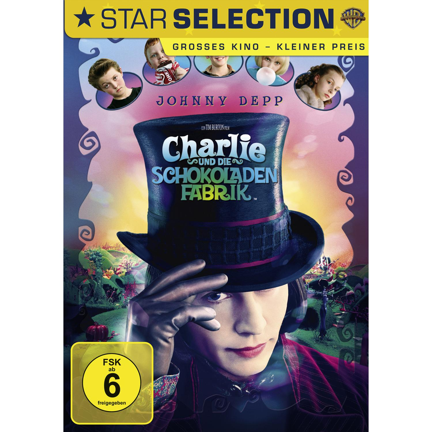 Filmcover von Charlie und die Schokoladenfabrik mit Johnny Depp. Zeigt einen Zylinder.