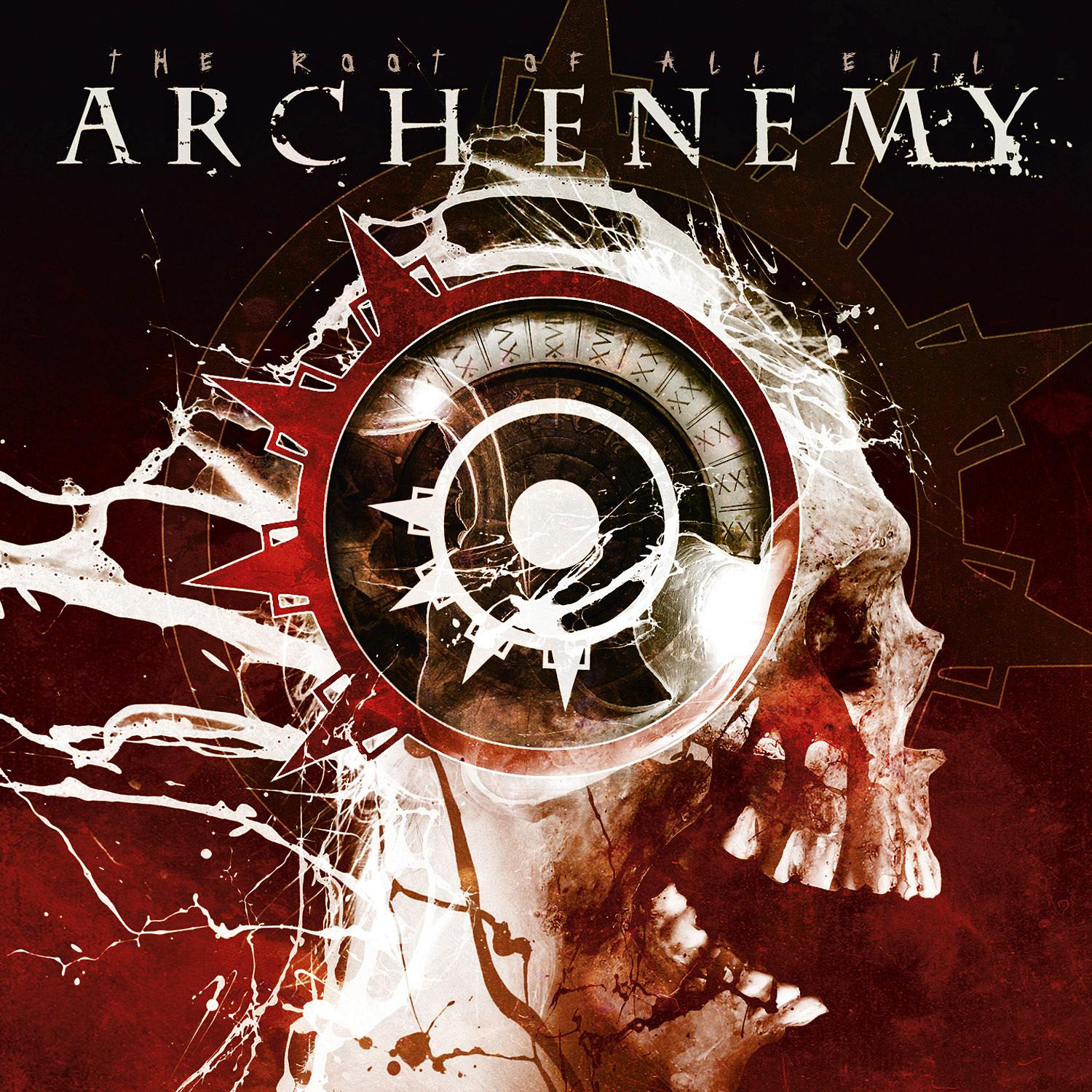 Albumcover von Archenemy, mit einem Totenkopf, einer Uhr und roter Farbgebung.