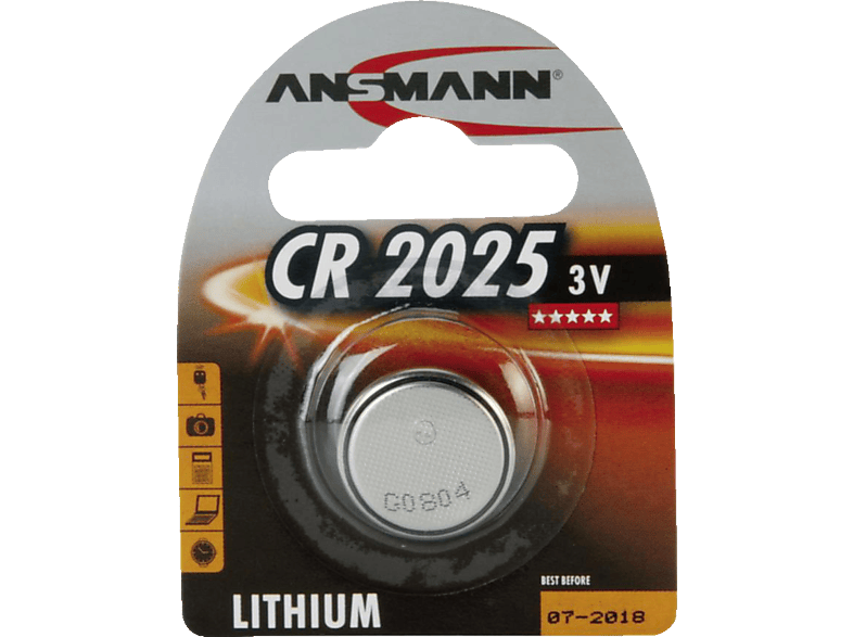 ANSMANN CR2025 CR 2025 Knopfzelle, Lithium, 3 Volt 1 Stück Knopfzelle