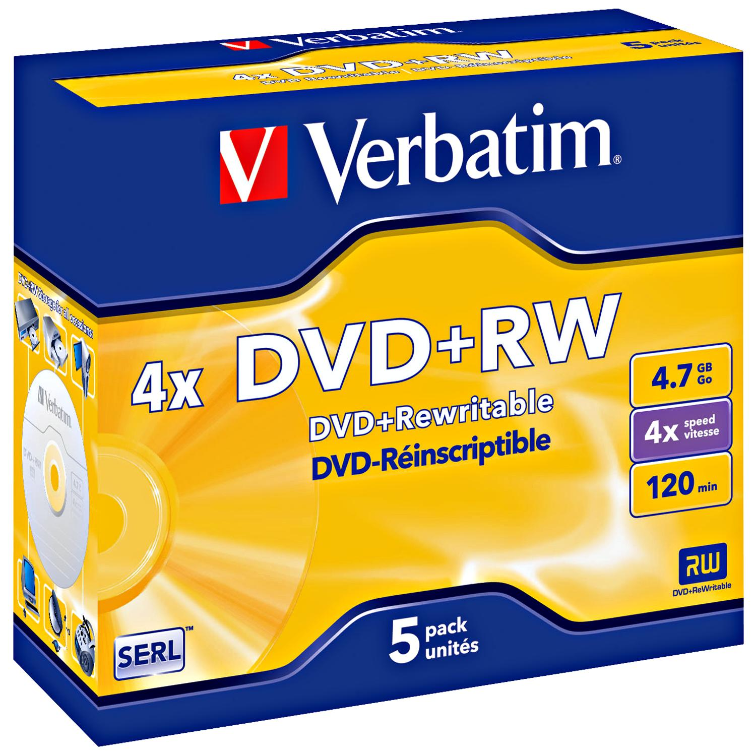 Rohling 43229 Rohling 4X 5er DVD+RW Jewelcase VERBATIM