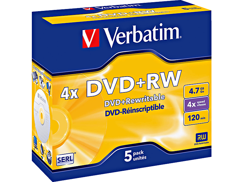 VERBATIM 43229 DVD+RW 4X Rohling 5er Jewelcase Rohling