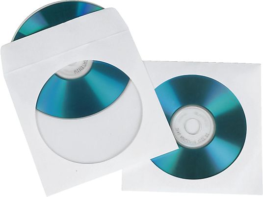 HAMA Pochettes de protection en papier pour CD/DVD - Housses de protection papier (Blanc)