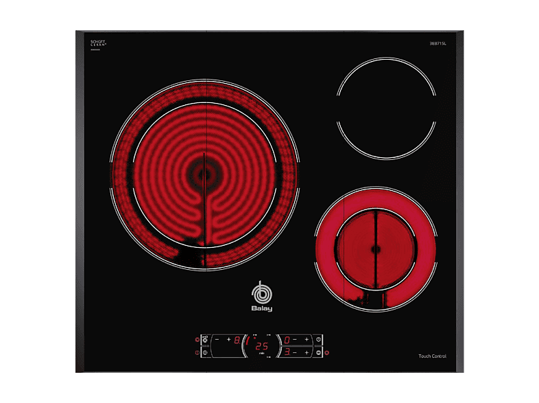 REACONDICIONADO Seminuevo Bueno Encimera - Balay 3EB715LR, Vitrocerámica, 3 zonas, Biselado delantero