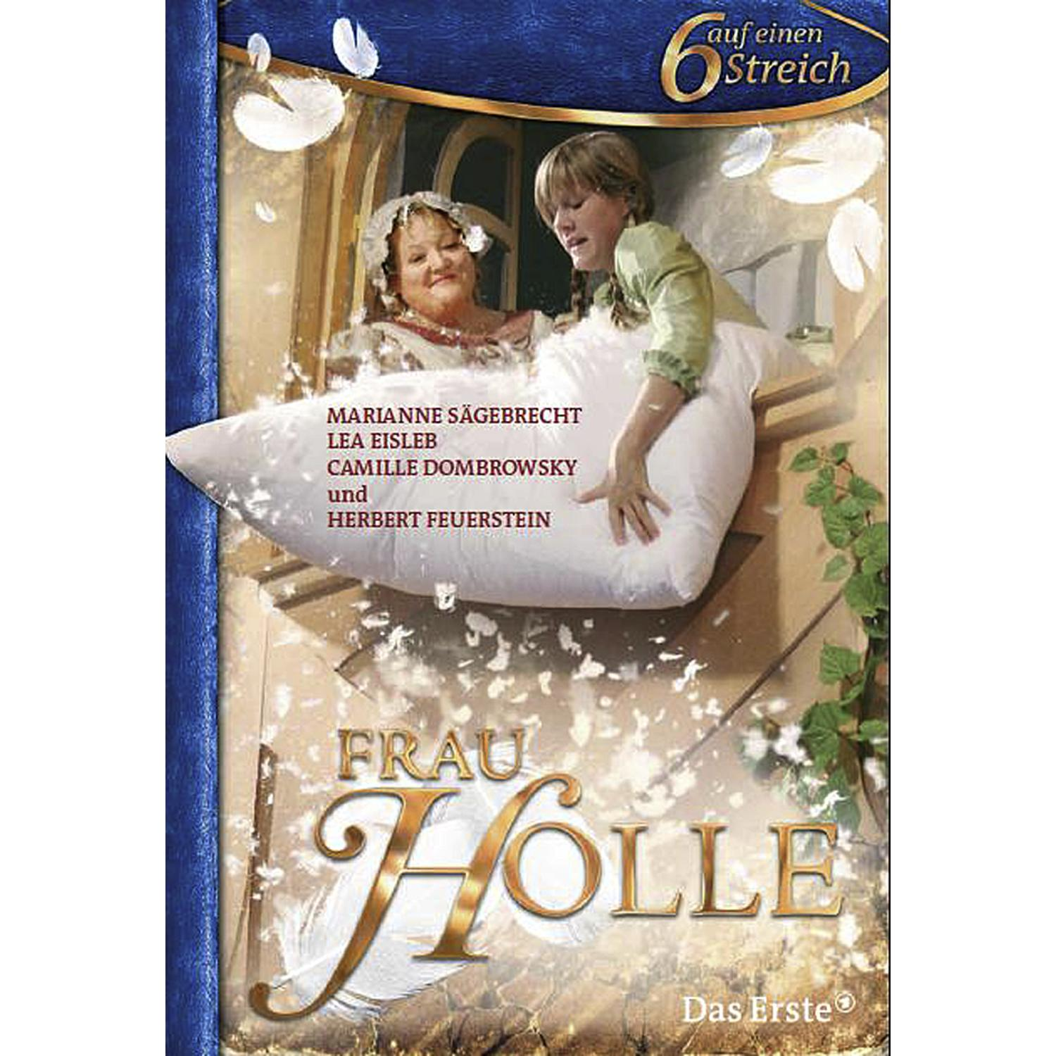 Filmcover. Zwei Frauen auf einem Kissen. Der Titel lautet Frau Holle. Ein Märchen.