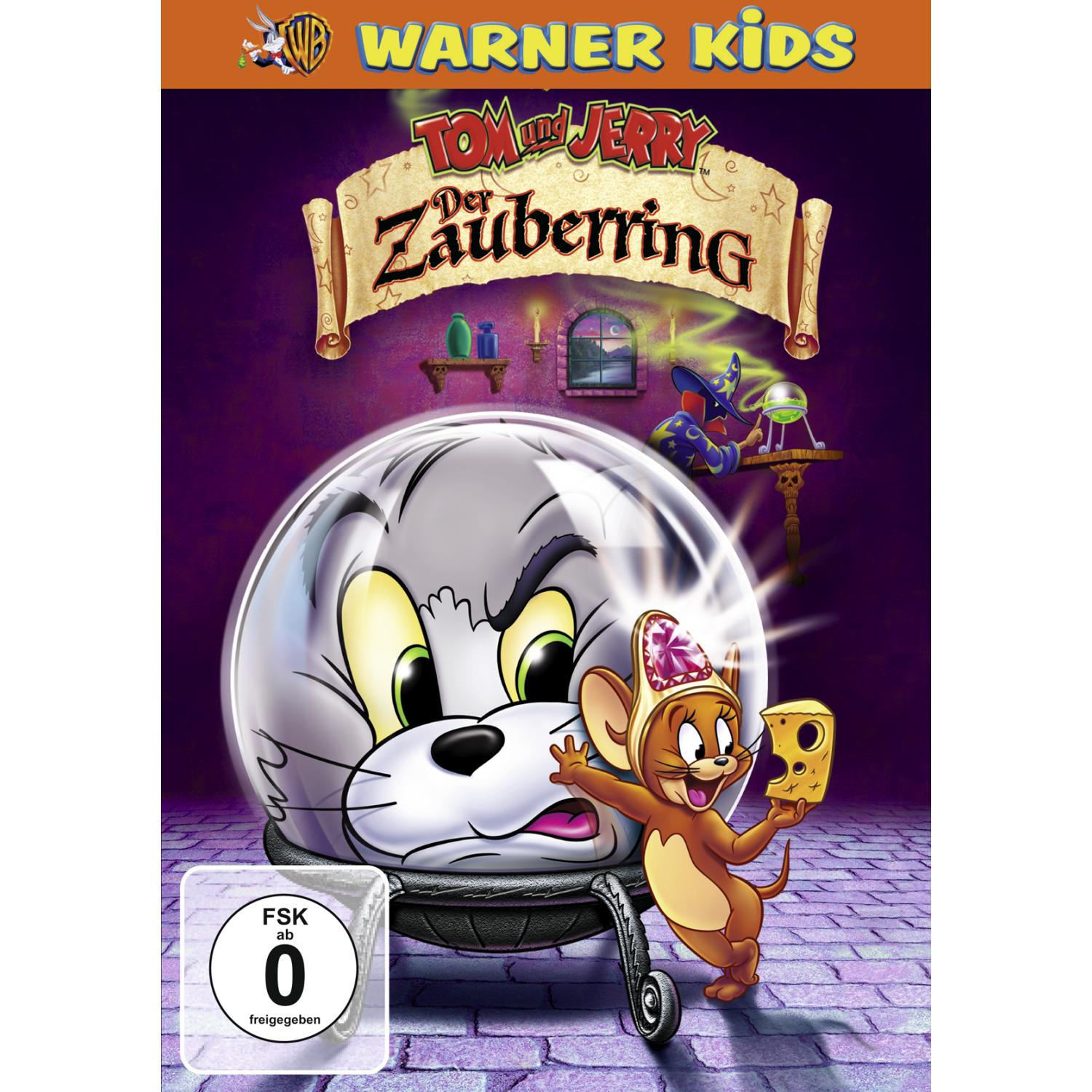 DVD-Cover des Tom & Jerry-Cartoons. Jerry hält Käse, Tom in einer Blase.