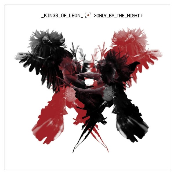 Albumcover: Zwei gespiegelte Vögel. Rote und schwarze Vögel auf weißem Hintergrund. Text: Kings of Leon.