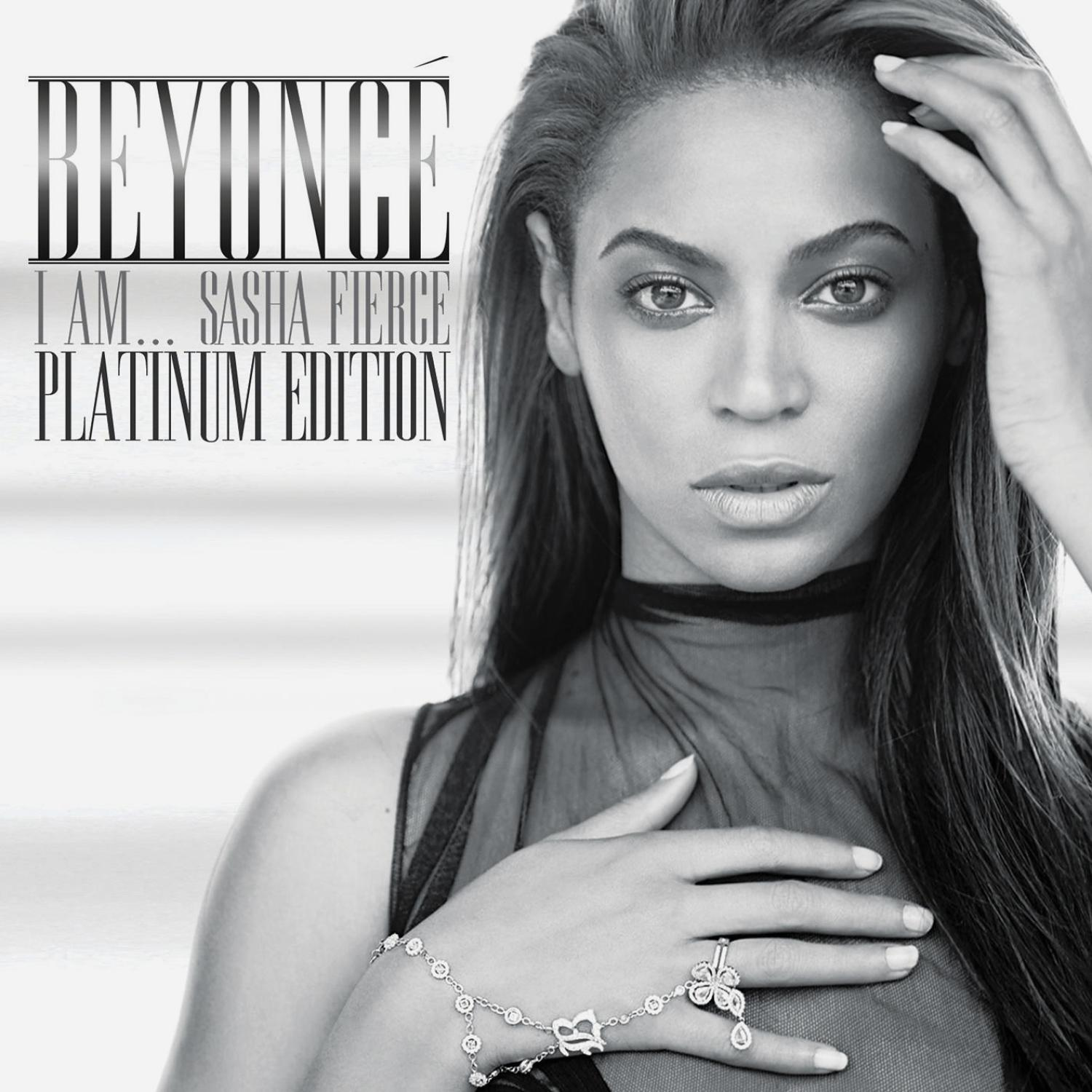 Albumcover von Beyonce, in Schwarzweiß, ihr Gesicht und Arm sind im Fokus.