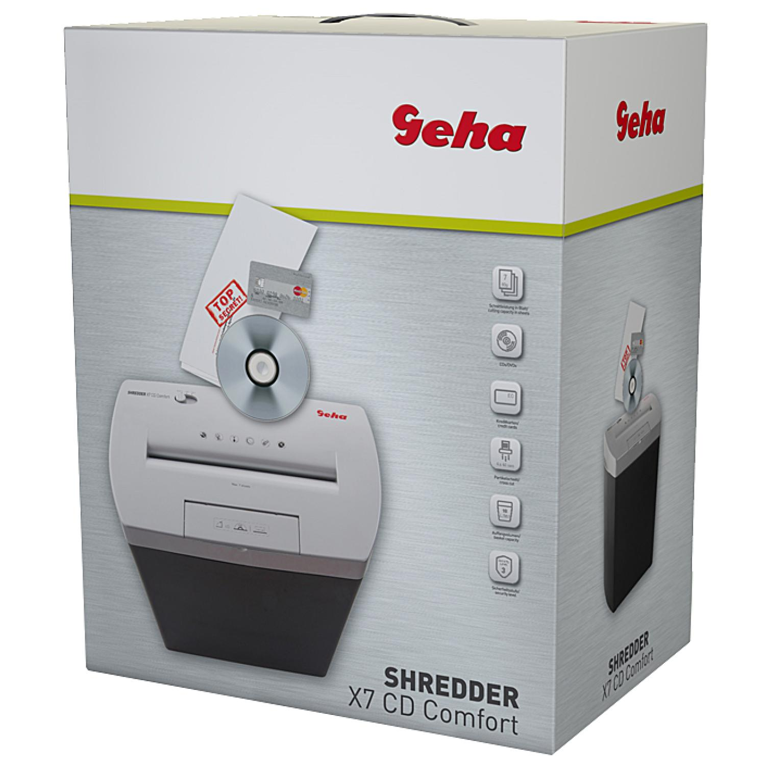 GEHA X 7 CD COMFORT Aktenvernichter, Schwarz