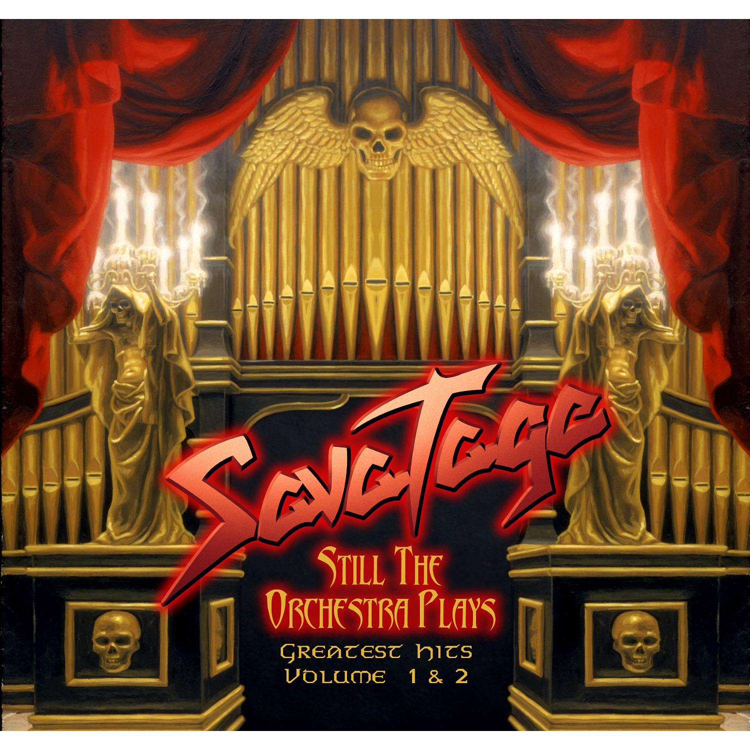 Albumcover mit einem Totenkopf, Engelsflügeln und einer Orgel. Der Text lautet Savatage und Still the Orchestra Plays.