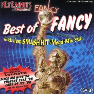 Albumcover mit einer goldenen Statue, die eine Discokugel hält, mit dem Text 'Best of Fancy'.