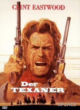 DVD-Cover mit einem Mann, der zwei Waffen hält, und Text. Hauptsächlich gelbe und rote Farben.