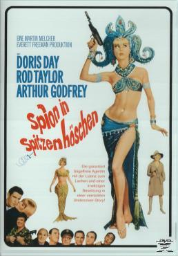 Filmplakat: Doris Day in blauem Outfit mit einer Pistole, umgeben von anderen Personen.