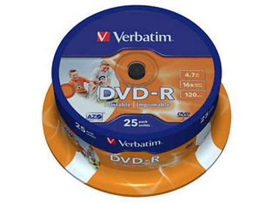 VERBATIM Rohlinge DVD-R 4.7 GB 16x, 25er Spindel printable (43538)