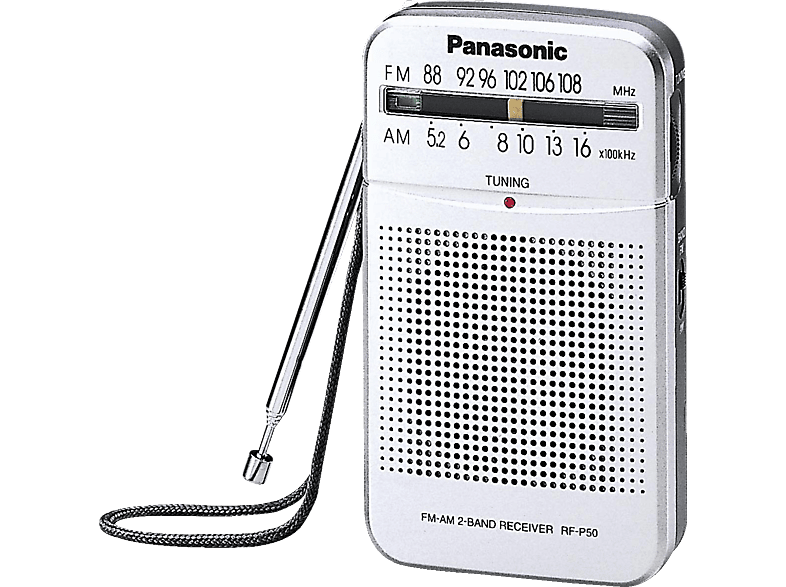 Batteriebetrieb Silber Panasonic RF-P50DEG-S Taschenradio mit Trageriemen 