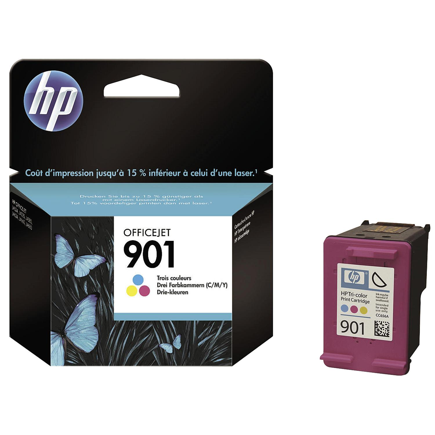 HP OfficeJet 901 Druckerpatrone in einer Box und die Patrone.