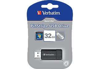 Pendrive de 32Gb - Verbatim Store n Go Pinstripe, USB 2.0, retráctil, color negro