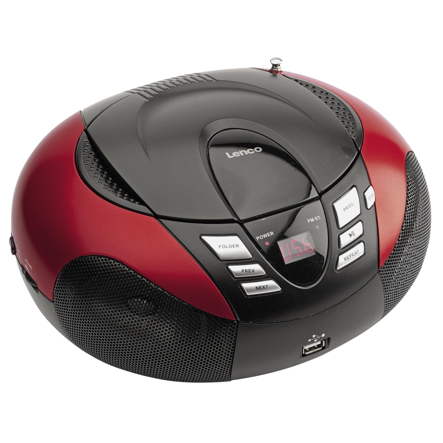 Lenco SCD-37 - Draagbare radio CD speler met MP3 optie en USB - Rood