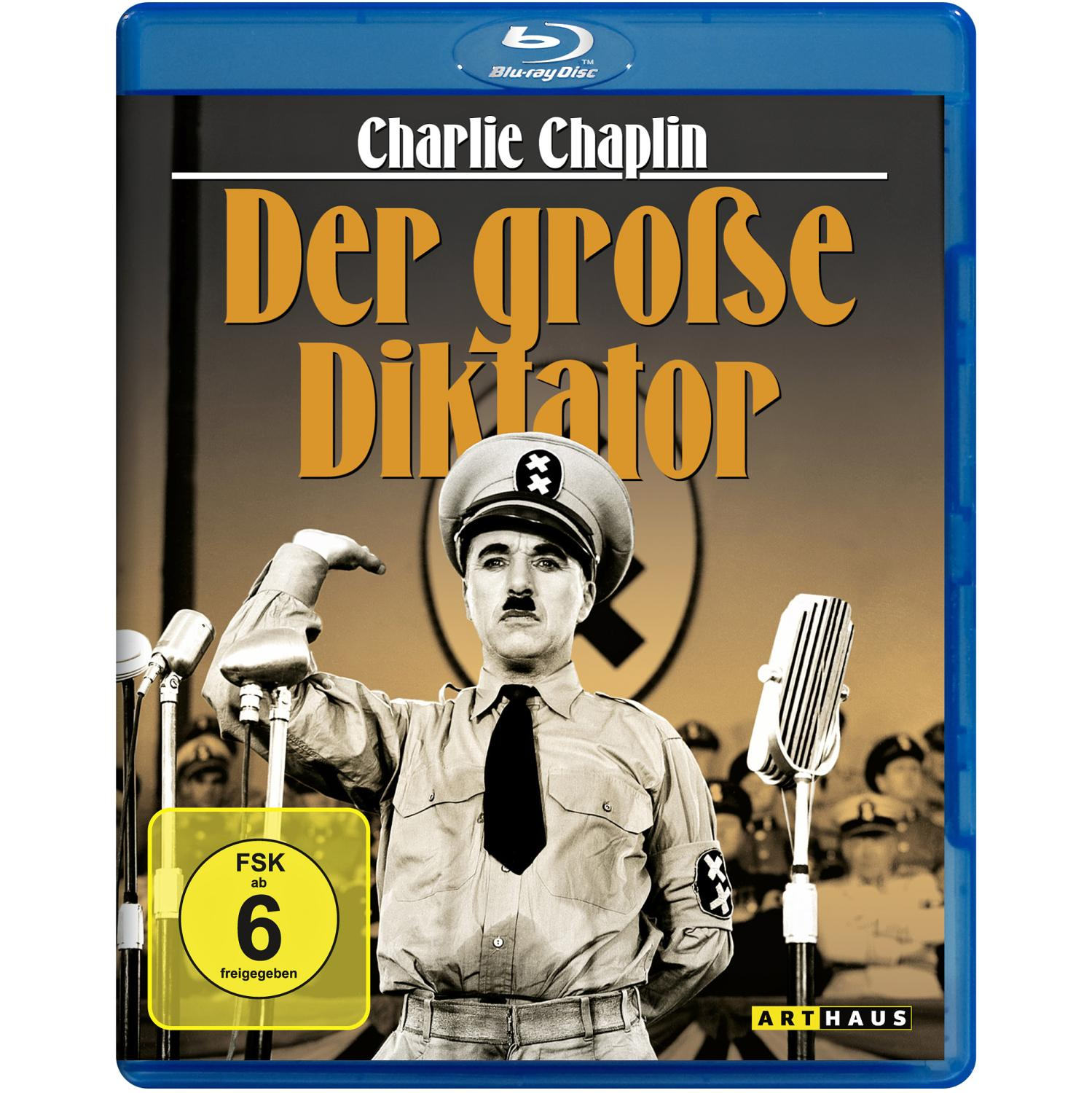 Filmcover von Charlie Chaplin in Militäruniform mit ernstem Ausdruck. Der Hintergrund ist eine Menschenmenge.
