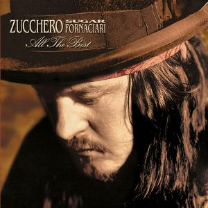 Albumcover, Zucchero 'All The Best'. Ein Mann mit Hut, der nach unten schaut, mit Bart und Schnurrbart.