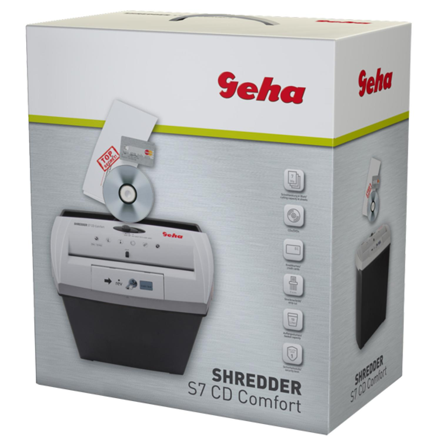 GEHA S 7 CD COMFORT Aktenvernichter, Grau / Schwarz