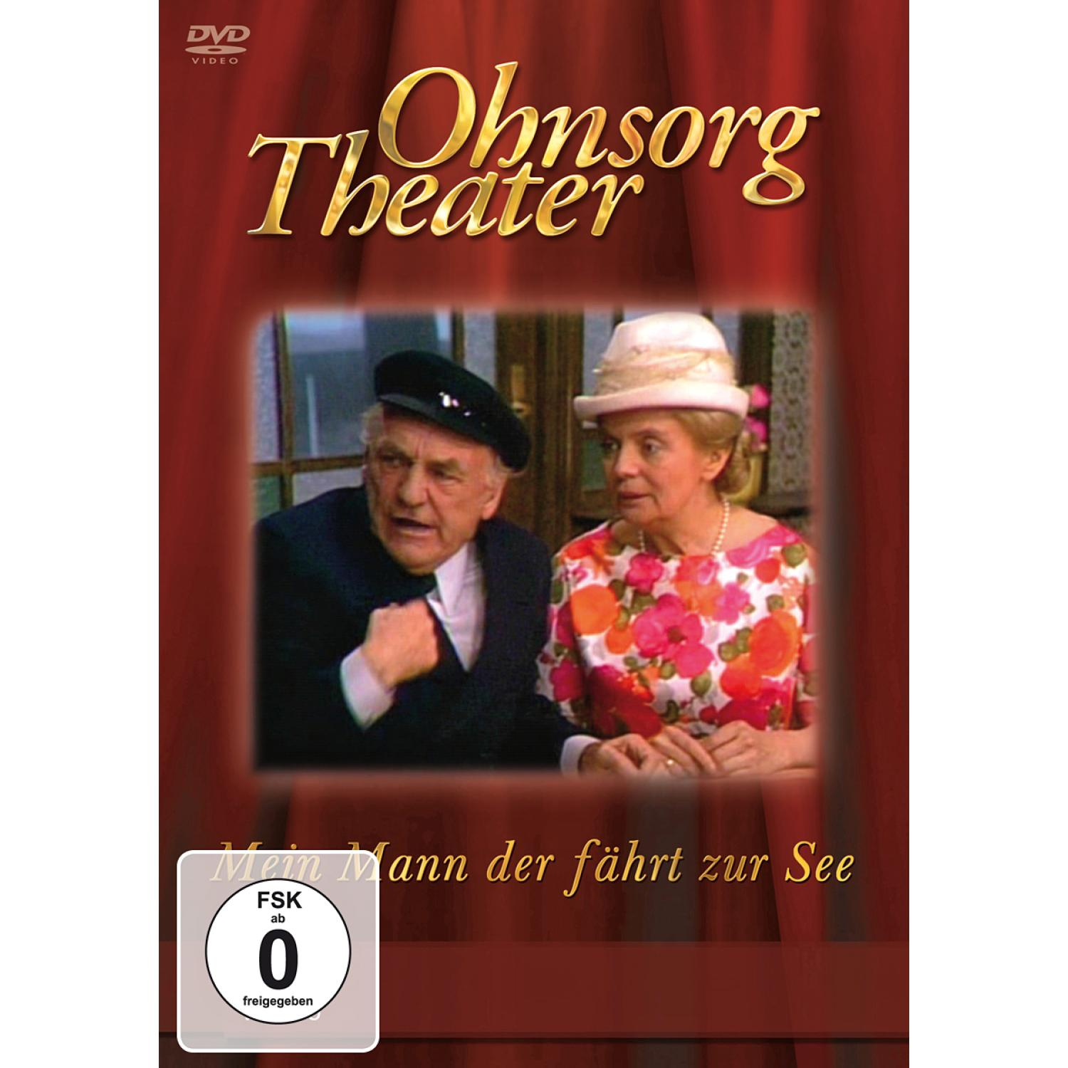 DVD-Cover mit zwei Personen auf der Bühne. Deutscher Text. Text: Ohnsorg Theater, Mein Mann fährt zur See.