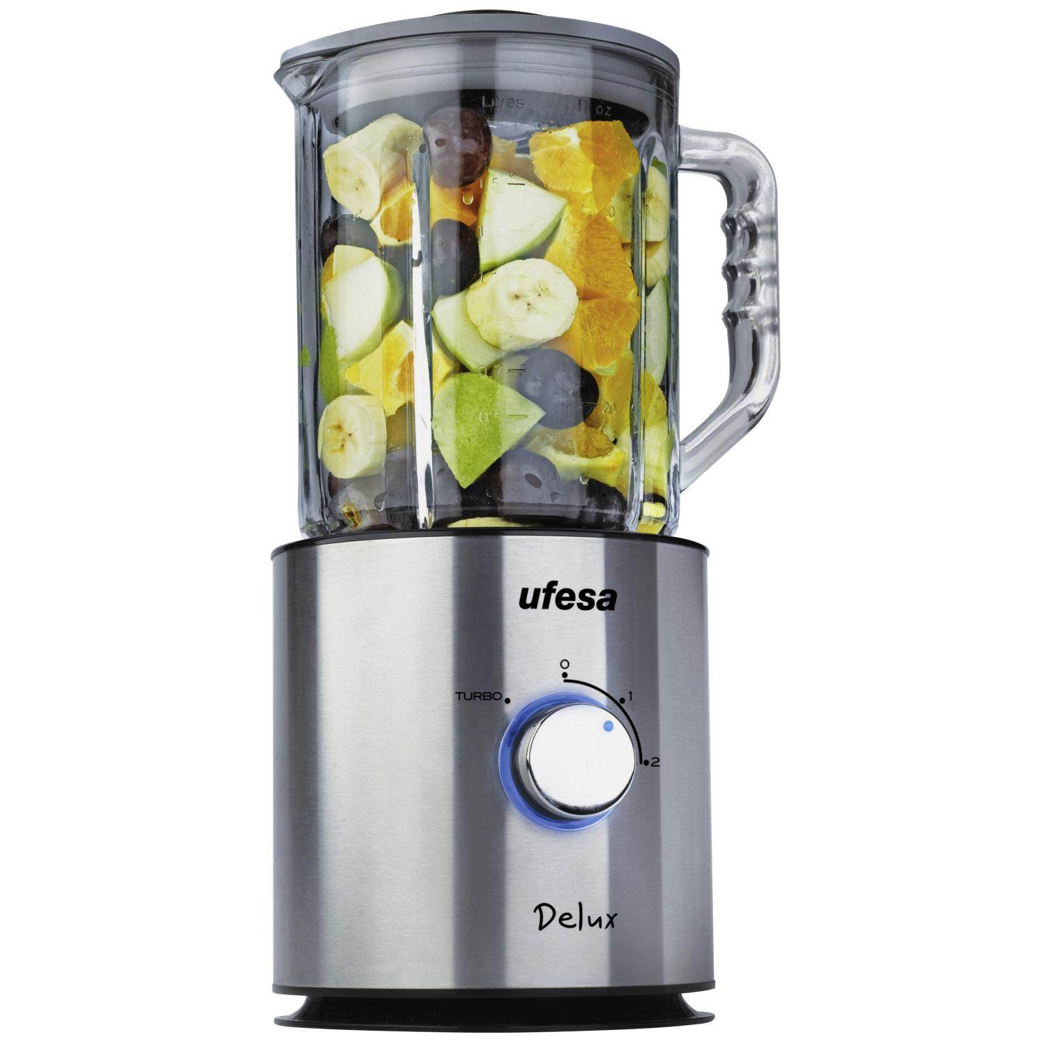 Batidora de vaso - Ufesa BS4798 Potencia 800W, Capacidad 1.5L, 2 velocidades, Apta para picar hielo
