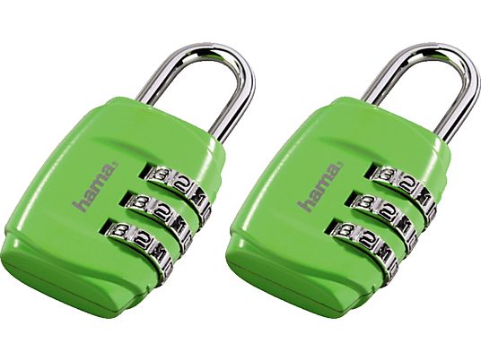 HAMA cadenas à combinaison pour bagage, lot de 2, vert - Serrure ()