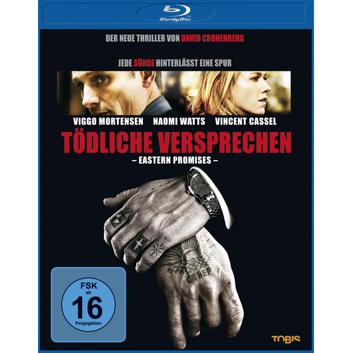 Filmcover. Viggo Mortensen und Naomi Watts. Titel: Eastern Promises. Dunkler Hintergrund.