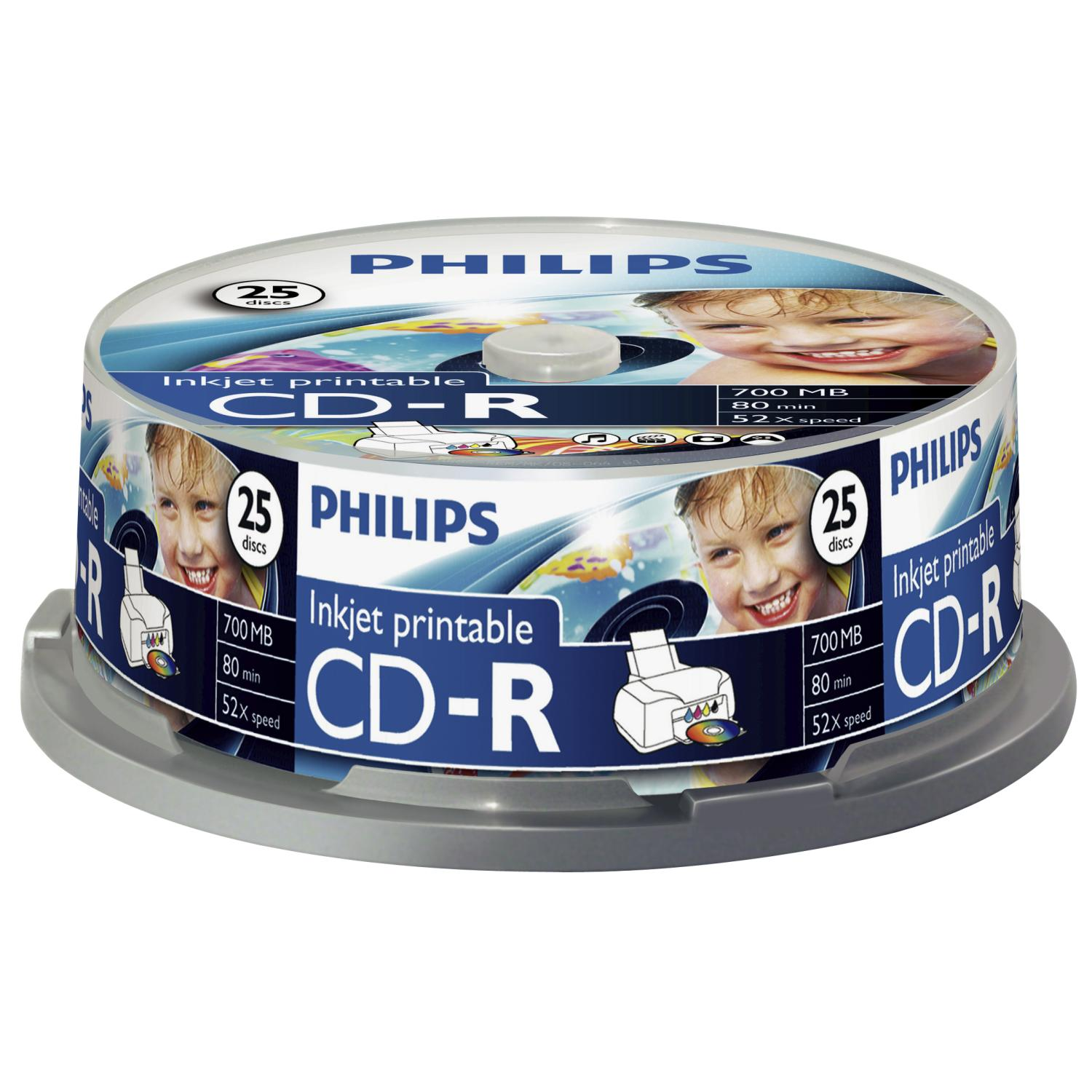 CD-R Data - Philips, CD-R 80MIN 700MB 52X IW SP (25)