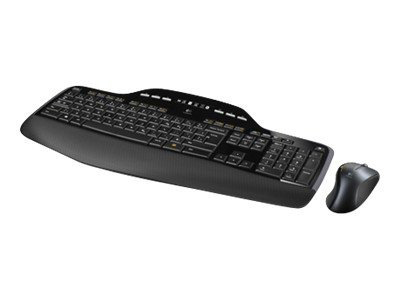 Zwart ergonomisch toetsenbord en muis op een witte achtergrond. Het toetsenbord is gebogen.