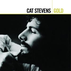 Albumcover mit Schwarz-Weiß-Bild von Cat Stevens, mit dem Titel 'Gold'.