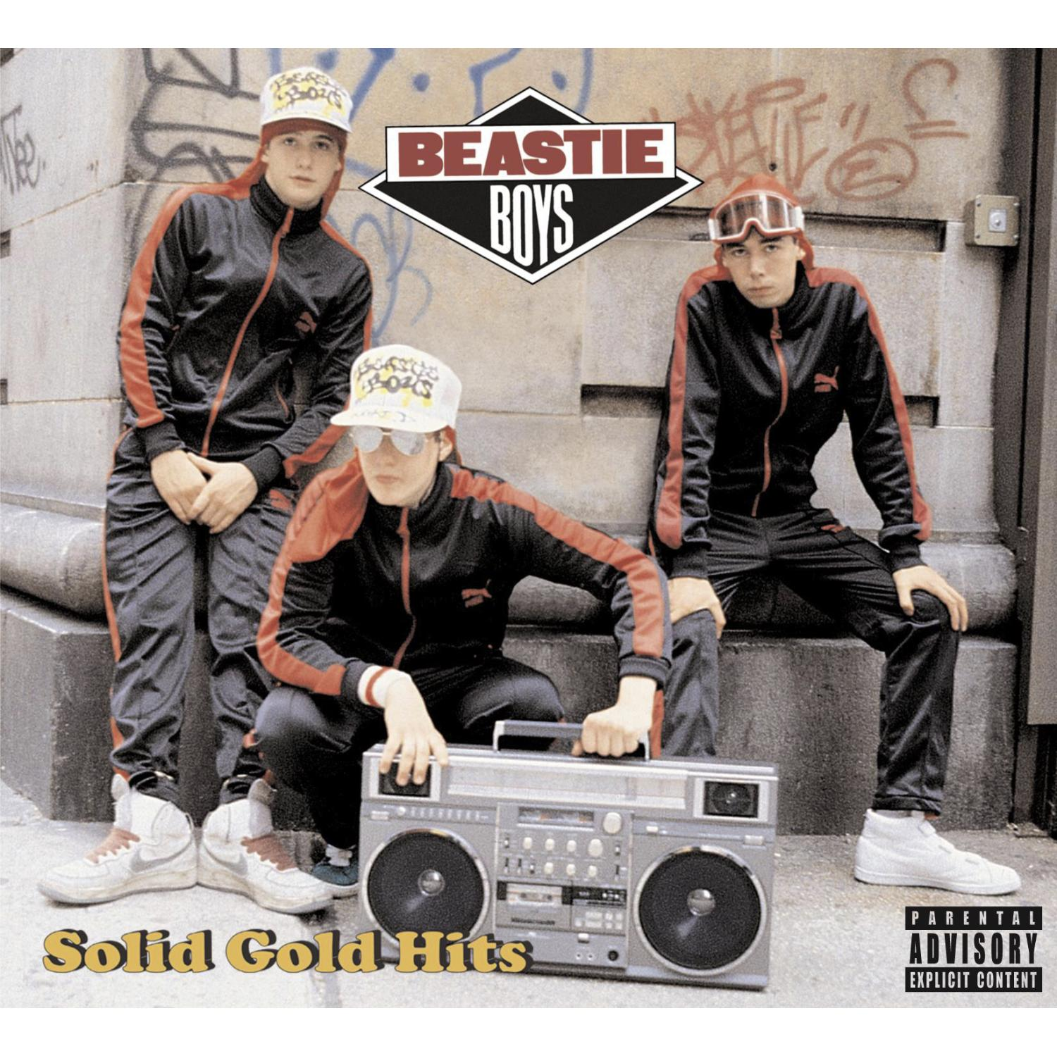 Beastie Boys Albumcover mit drei Männern mit einer Boombox.