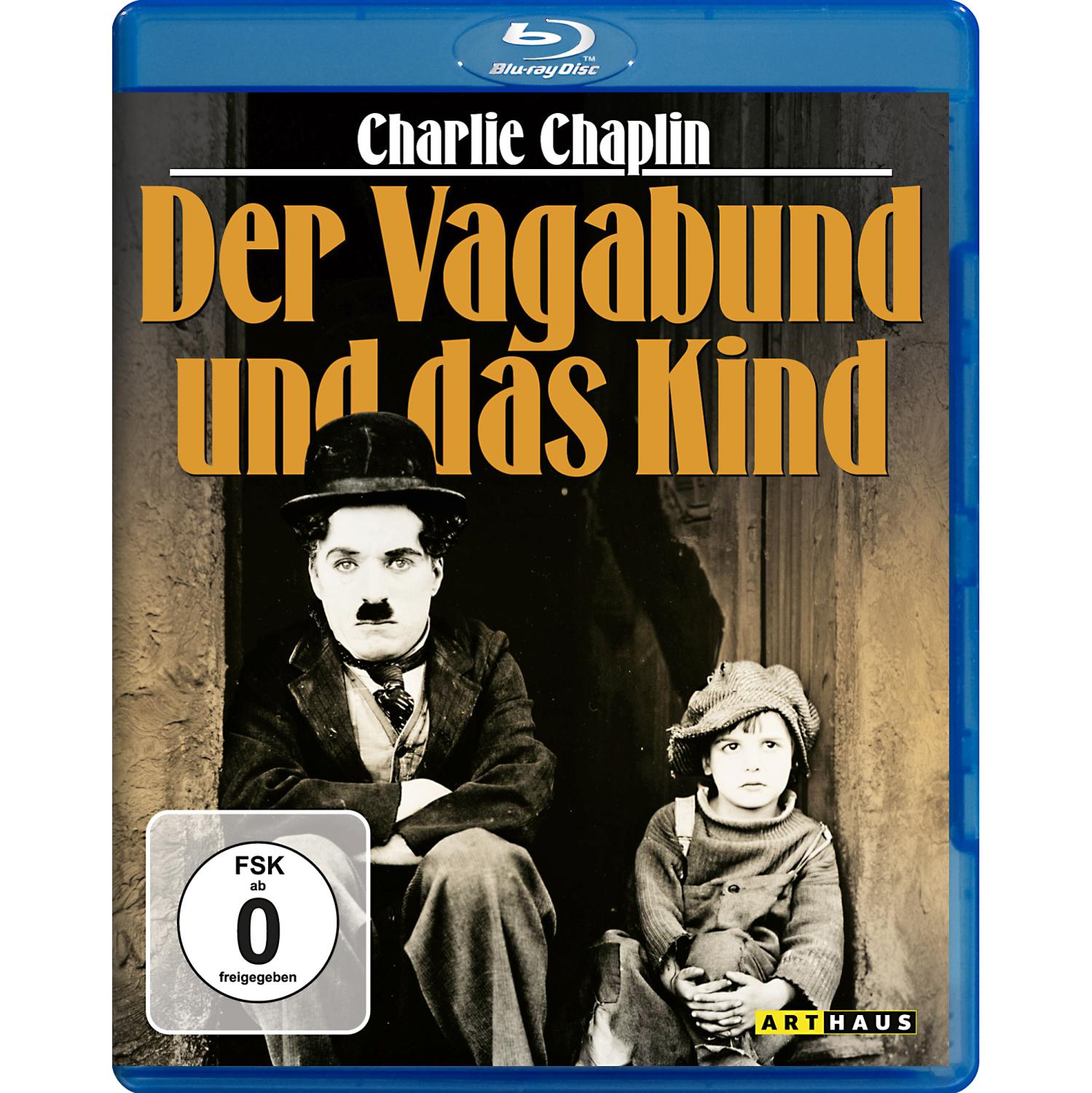 Blu-ray-Cover von 'Der Vagabund und das Kind' mit Charlie Chaplin und Kind.