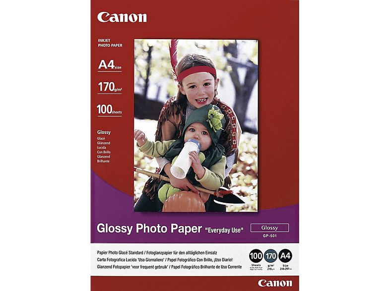 Canon GP-501 Papier Photo Glacé A4 200g/m² 100 Feuilles