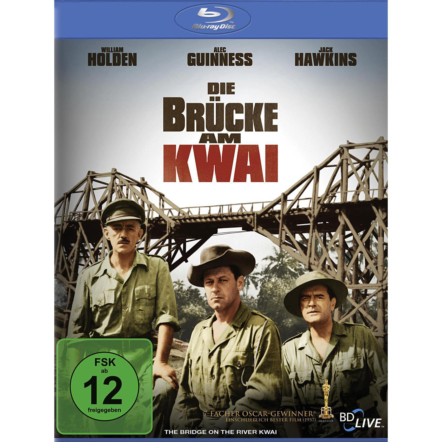 Blu-ray-Cover: Drei Männer in Militäruniform vor einer Brücke.