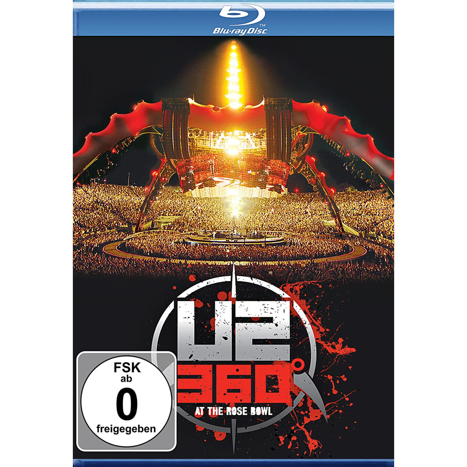 U2 360° im Rose Bowl Blu-ray Disc Cover, eine Konzertbühne.
