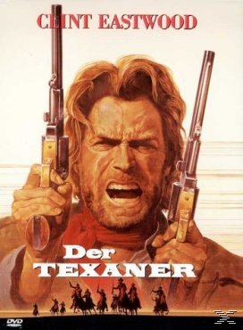 Filmplakat von Clint Eastwood mit zwei Pistolen, mit einem Titel auf Deutsch.
