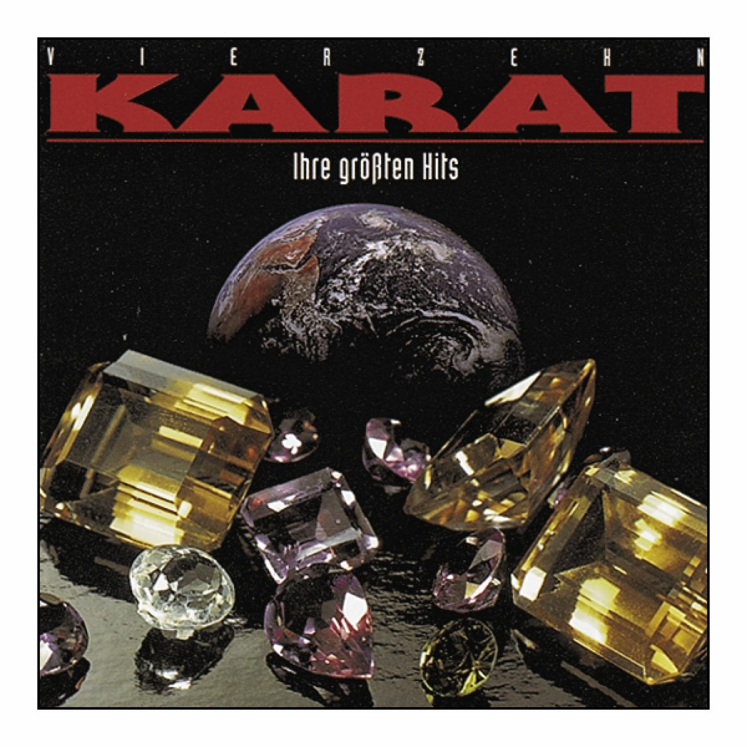 Albumcover mit Edelsteinen, der Erde und dem Text 'Karat', 'Ihre größten Hits'.