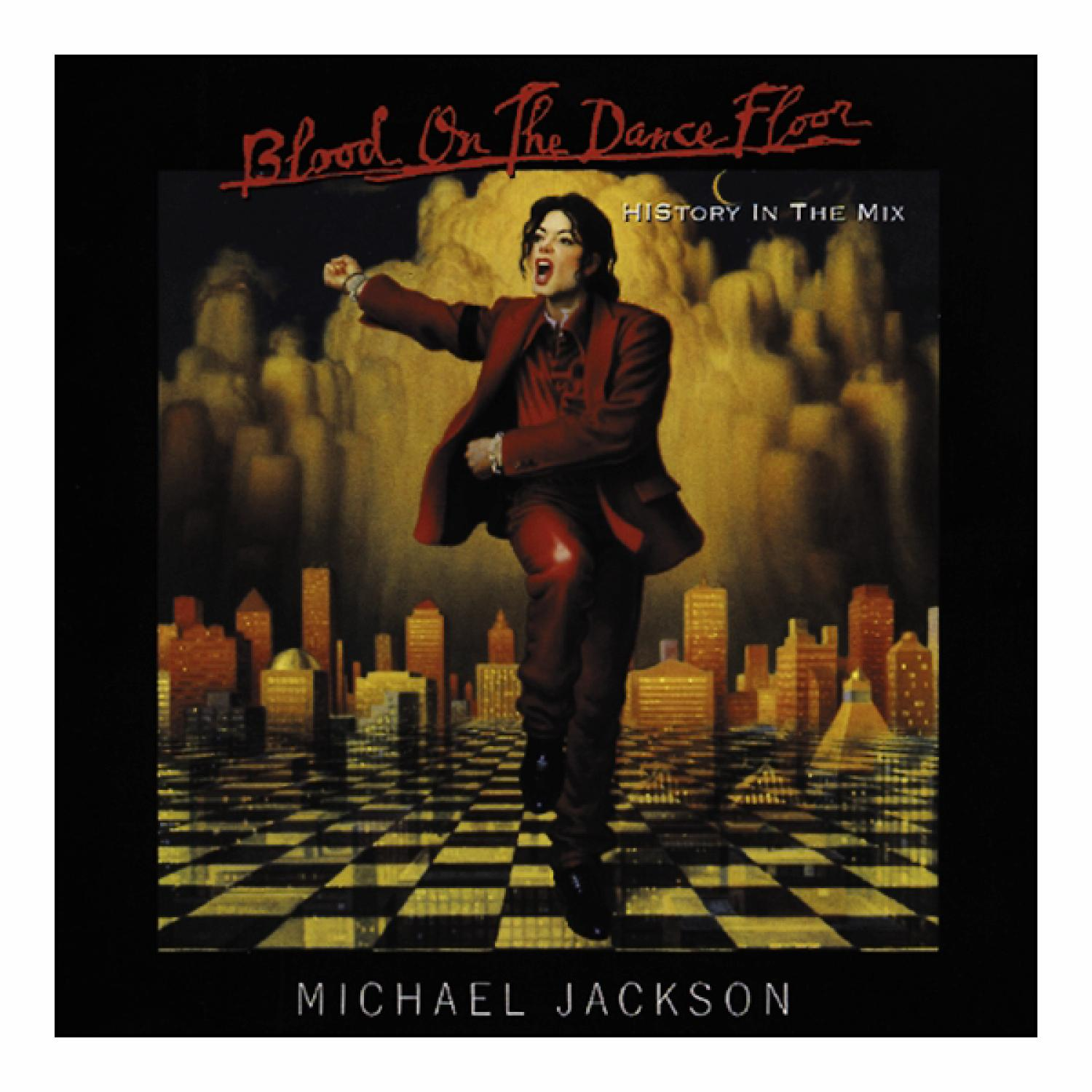 Albumcover. Mann tanzt. Titel: Michael Jackson - Blood On The Dance Floor.