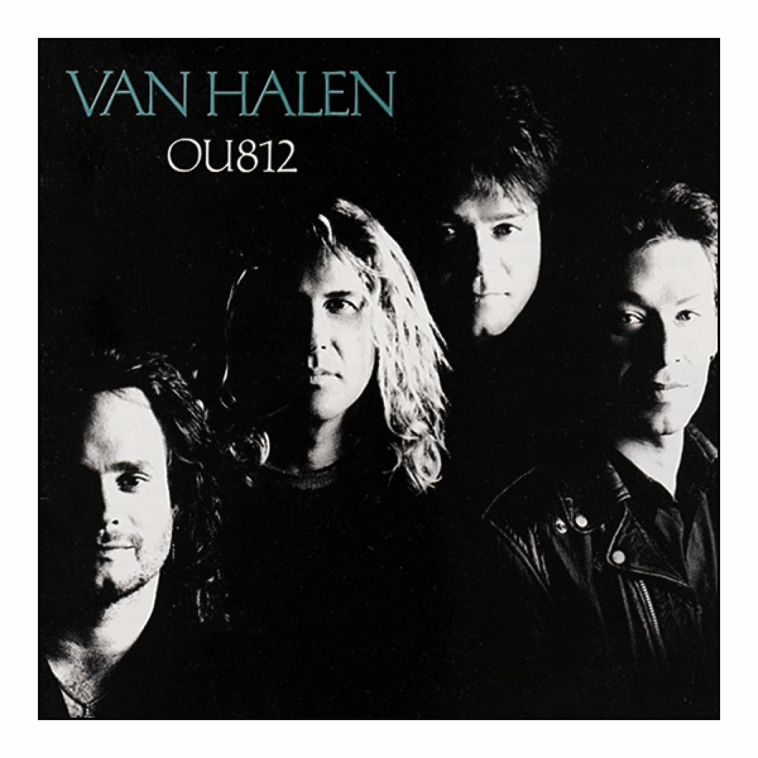 Albumcover: Van Halen Bandmitglieder. Gesichter sind sichtbar, dunkler Hintergrund.