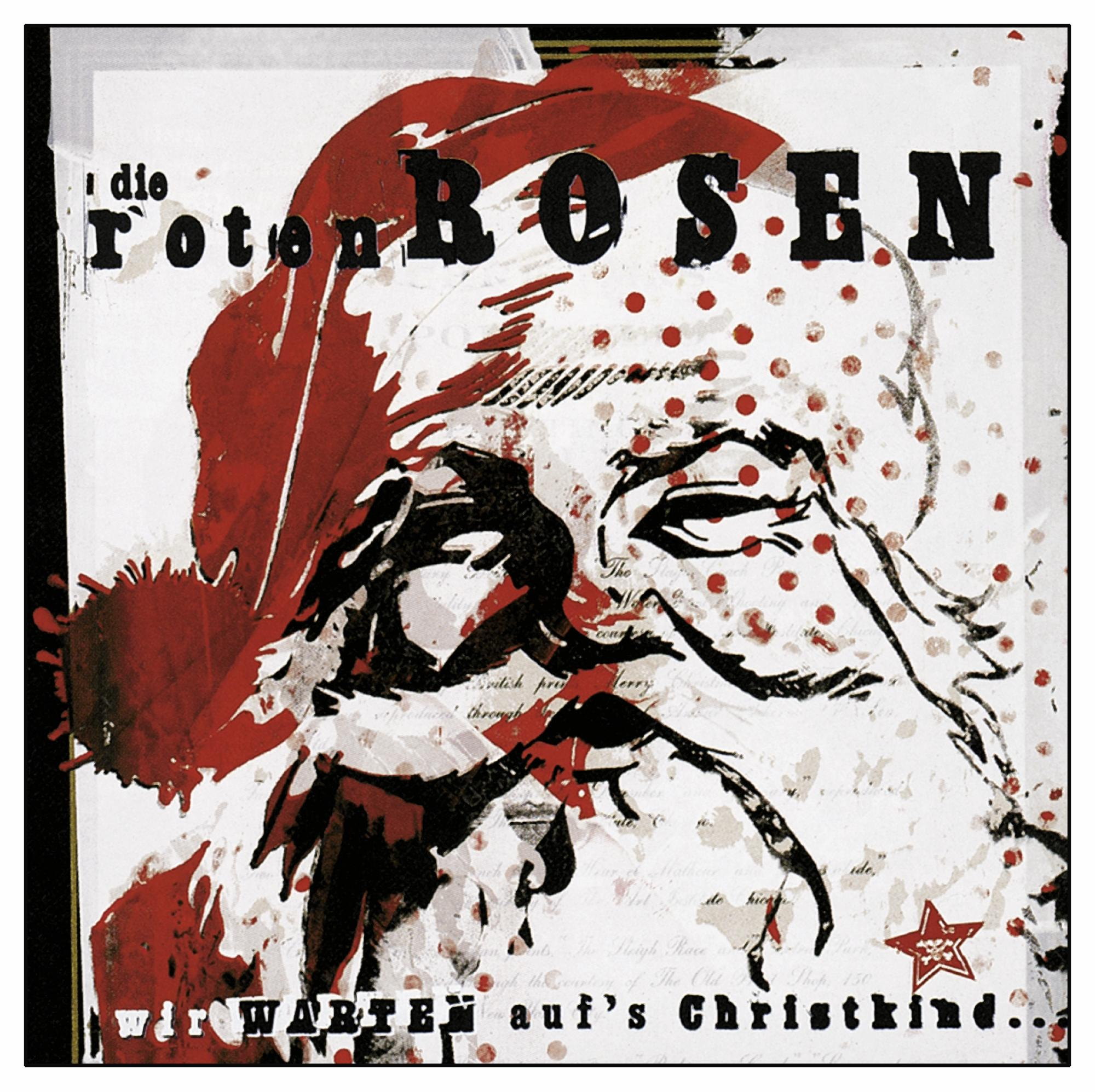 Albumcover: Die Toten Hosen, Wir warten auf's Christkind. Weihnachtsmann in rot, weiß und schwarz.