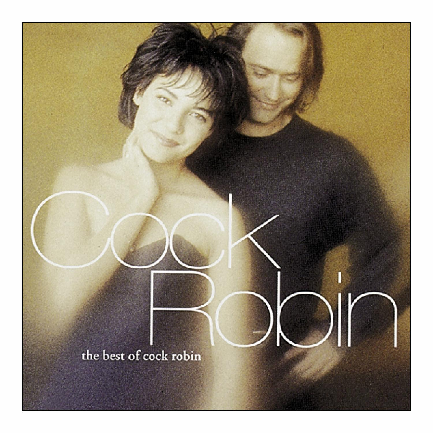Cock Robin Albumcover mit einem Mann und einer Frau, die sich umarmen, in einem Studio.