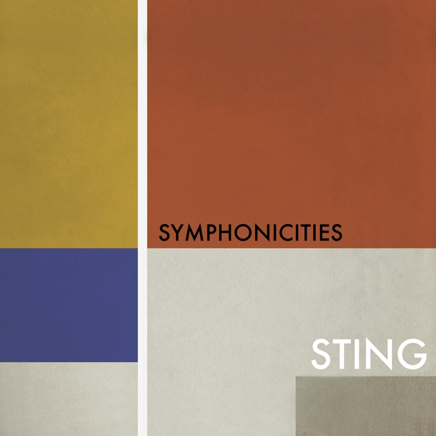 Albumcover mit geometrischen Formen in Gelb, Rot, Blau und Weiß. Titel 'Symphonicities'.