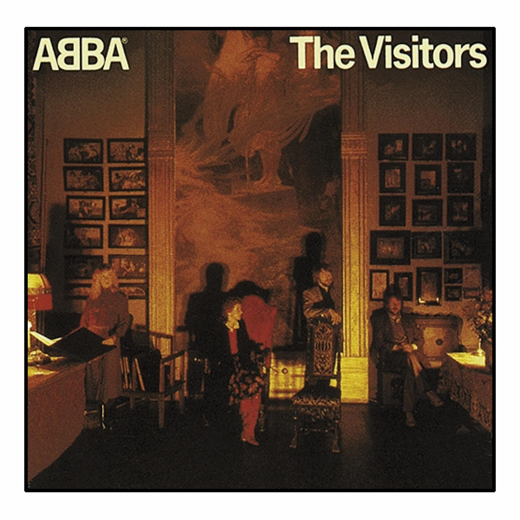 ABBA-Albumcover 'The Visitors' mit einer Raumszene mit Schatten und gerahmten Bildern an der Wand.