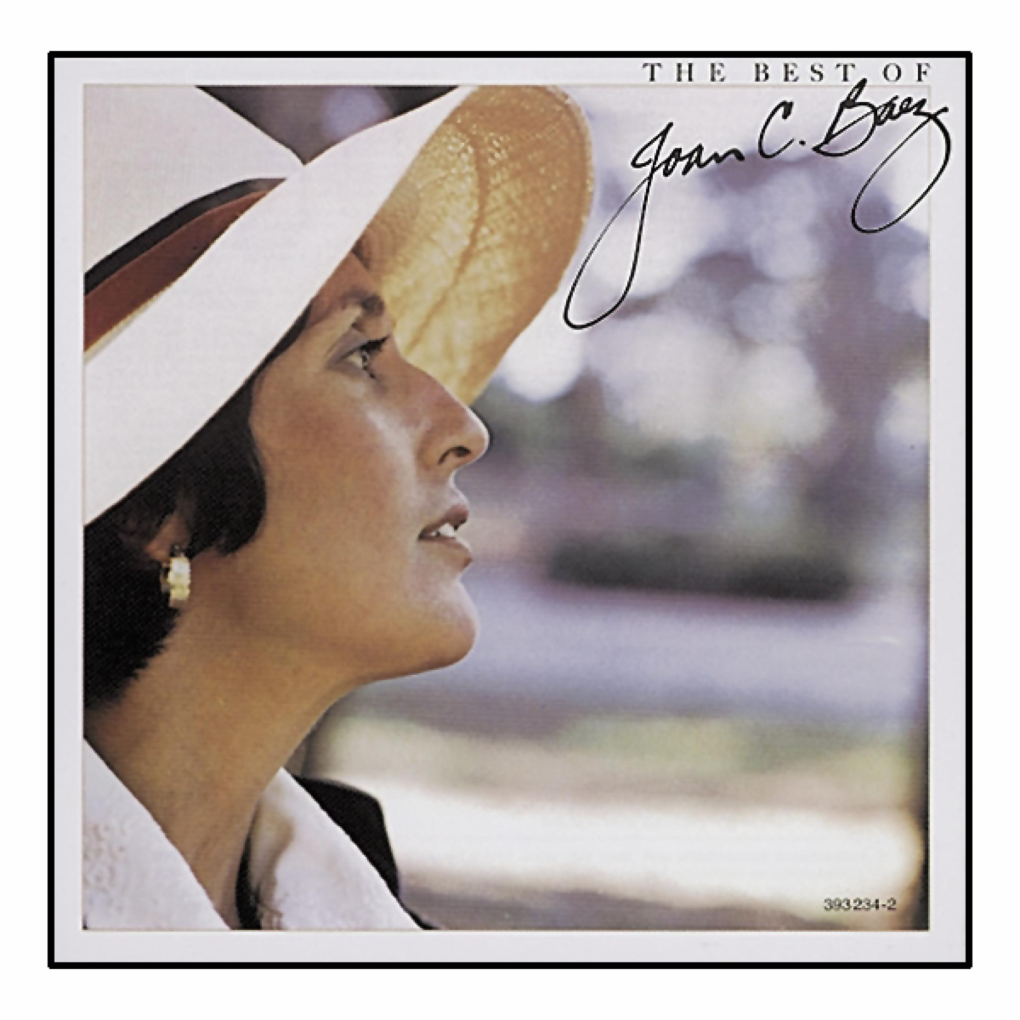 Joan C. Baez Albumcover, Frau im Profil mit Hut, signierter Name oben.
