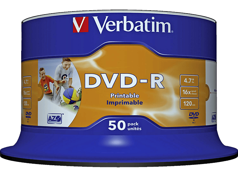 VERBATIM 43533 Printable Bedruckbar DVD-R 4,7GB 16X Rohling