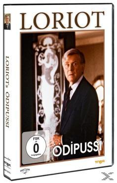 DVD-Cover: Mann im Anzug, Titel: Loriots Ödipussi, Schwarz-Weiß, mit Text.