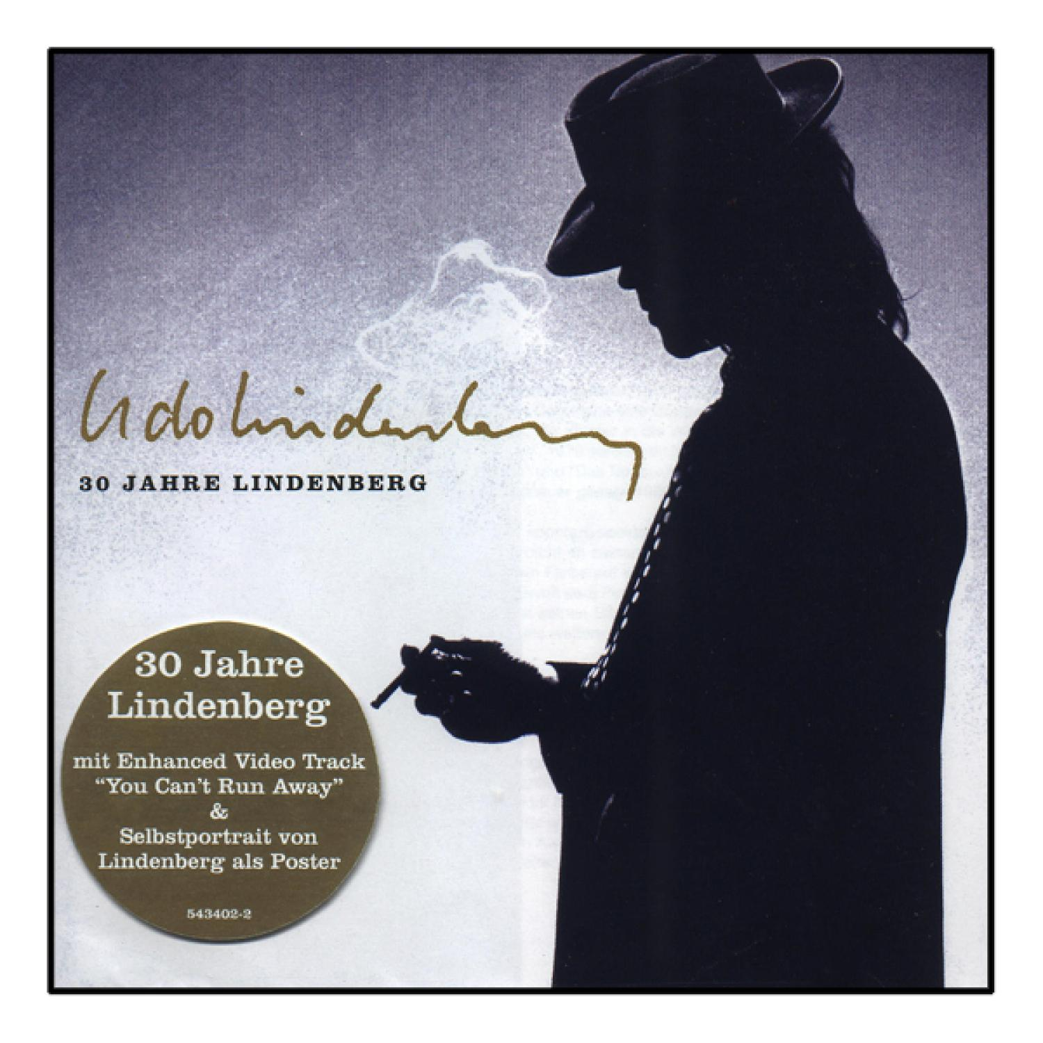 Albumcover, Udo Lindenberg Silhouette, raucht Zigarette, goldener Text.