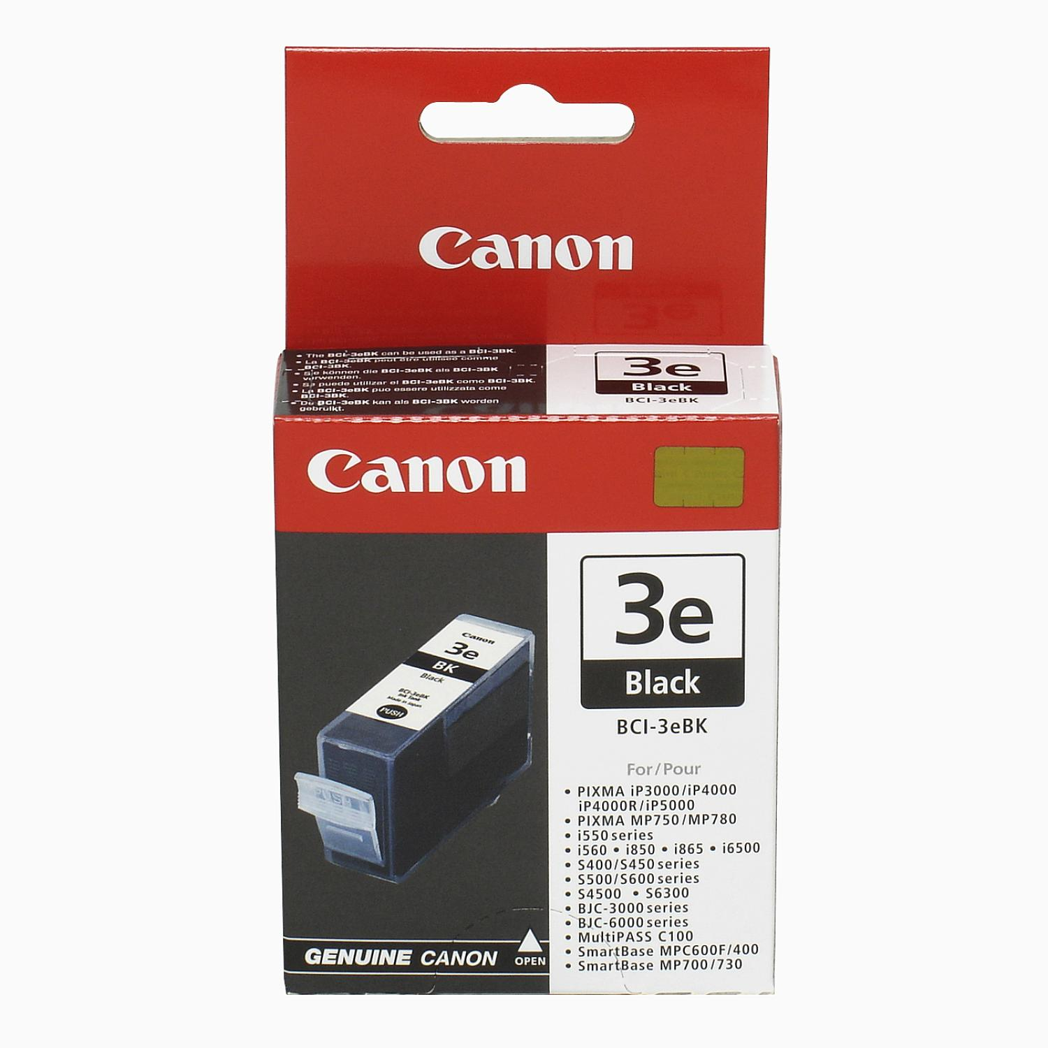 Canon siyah mürekkep kartuşu kutusu. İçinde siyah mürekkep kartuşu bulunan kutu. Canon logosu.